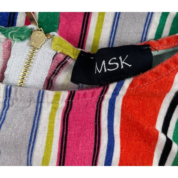 MSK Colorful Striped Women's Dress size Large Linen & Rayon Sleeveless Summer - Picture 3 of 6